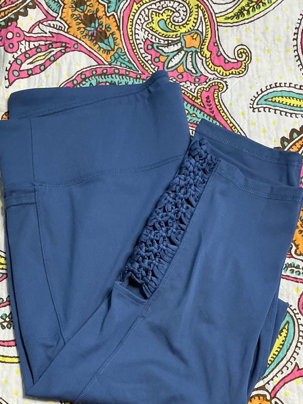 Livi Active Blue Leggings with Side Lace Detail